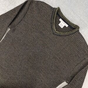 Vintage Knightsbridge Sweater Mens Size M Brown Chenille Roll V Neck 90s Grandpa